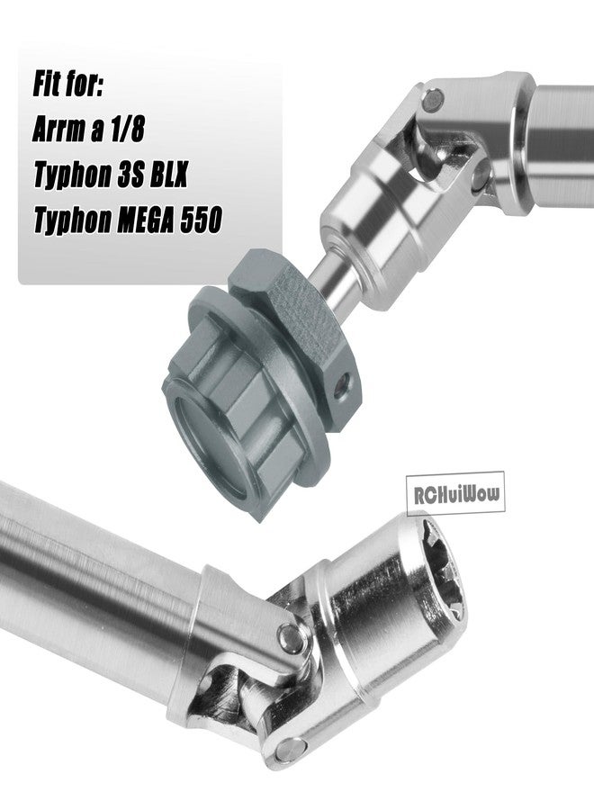 قطع غيار RCHuiWow RC Driveshafts Axerts لسيارات Typhon 3S BLX وTyphon Mega 550 بمقياس 1/8، أعمدة دفع أمامية وخلفية فولاذية بوزن 45 رطلاً مع محور سداسي للعجلات مقاس 17 مم، متوفرة باللونين الفضي والتيتانيوم. - Image 2